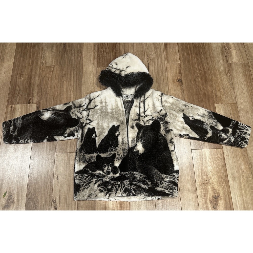 Rare Vintage‎ Black Mountain Bear  Jacket With Hood, Size Large